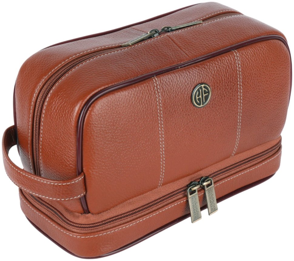 Вместительный несессер из натуральной фактурной кожи коричневого цвета Hammonds Flycatcher TC4003 Tan 107982 modnotak фото №11