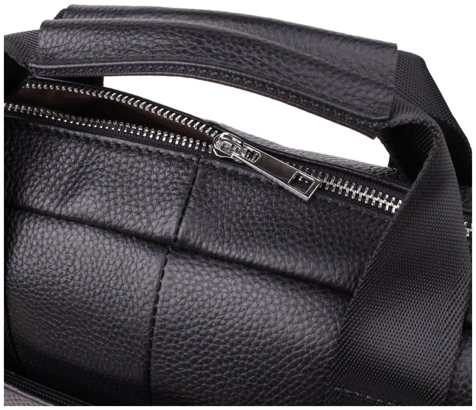 Мужской портфель из натуральной фактурной кожи черного цвета для ноутбука до 15" Vintage 98182 modnotak фото №5