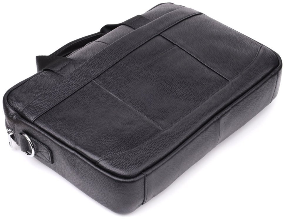 Мужской портфель из натуральной фактурной кожи черного цвета для ноутбука до 15" Vintage 98182 modnotak фото №6