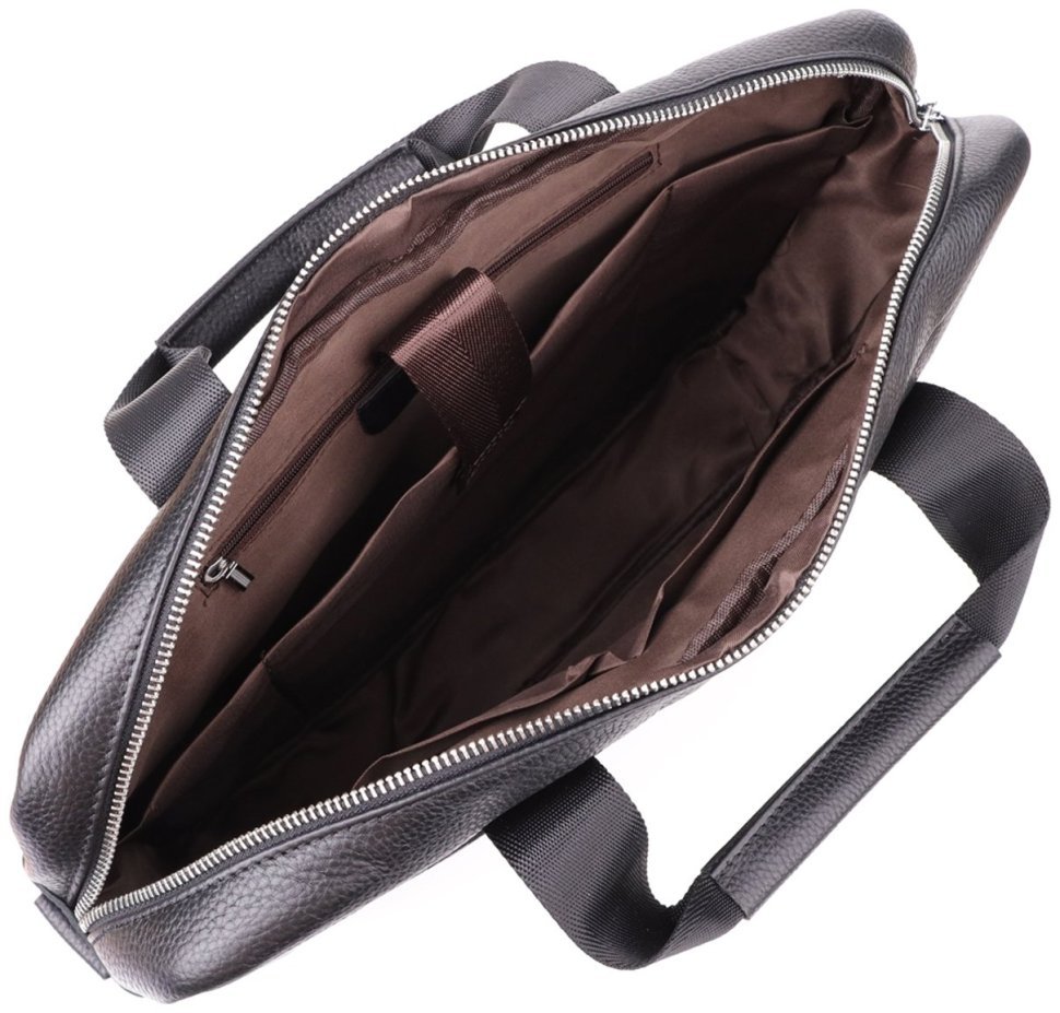 Мужской портфель из натуральной фактурной кожи черного цвета для ноутбука до 15" Vintage 98182 modnotak фото №7