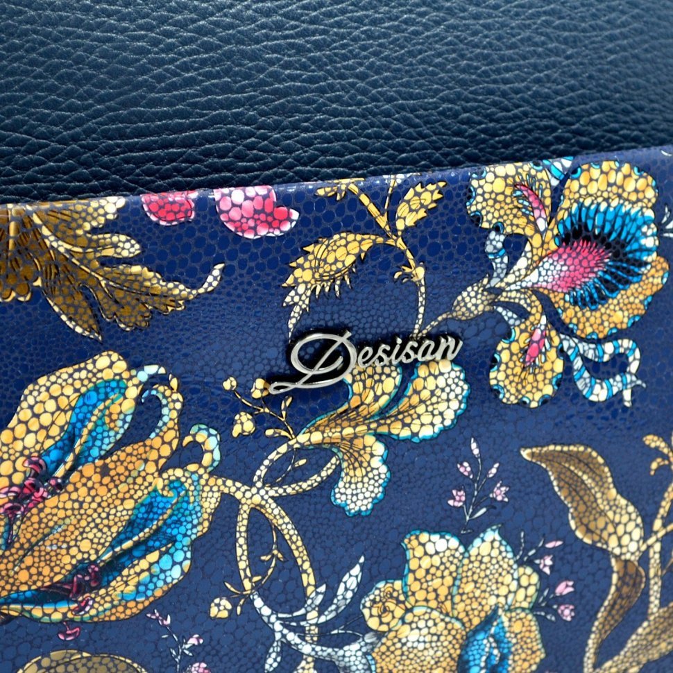 Різнобарвна сумка з натуральної шкіри з квітами Desisan (3015-415)