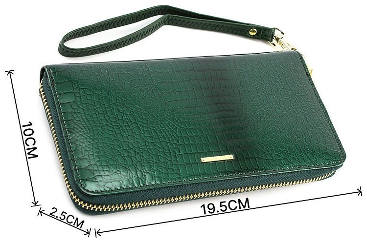 Большой зеленый кошелек с рисунком под крокодила Marco Coverna (16637) modnotak фото №3