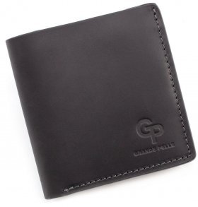 Чорний гаманець з вінтажній шкіри Grande Pelle (13059)