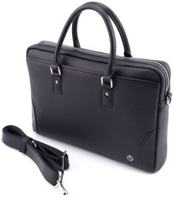 Кожаная сумка для документов и ноутбука до 16" H.T Premium Leather 108582​ черная