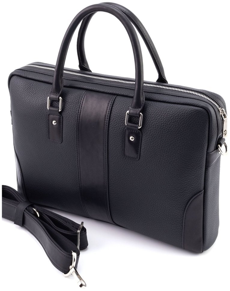Кожаная сумка для документов и ноутбука до 16" H.T Premium Leather 108582​ черная modnotak фото №3