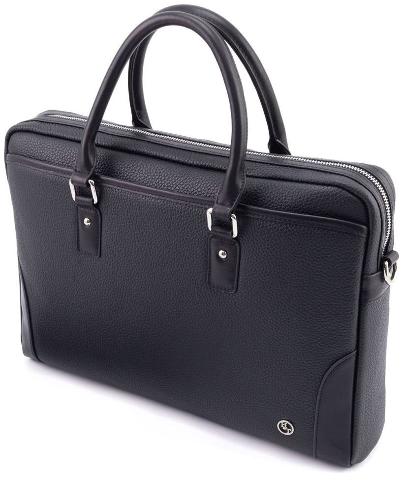 Кожаная сумка для документов и ноутбука до 16" H.T Premium Leather 108582​ черная modnotak фото №2