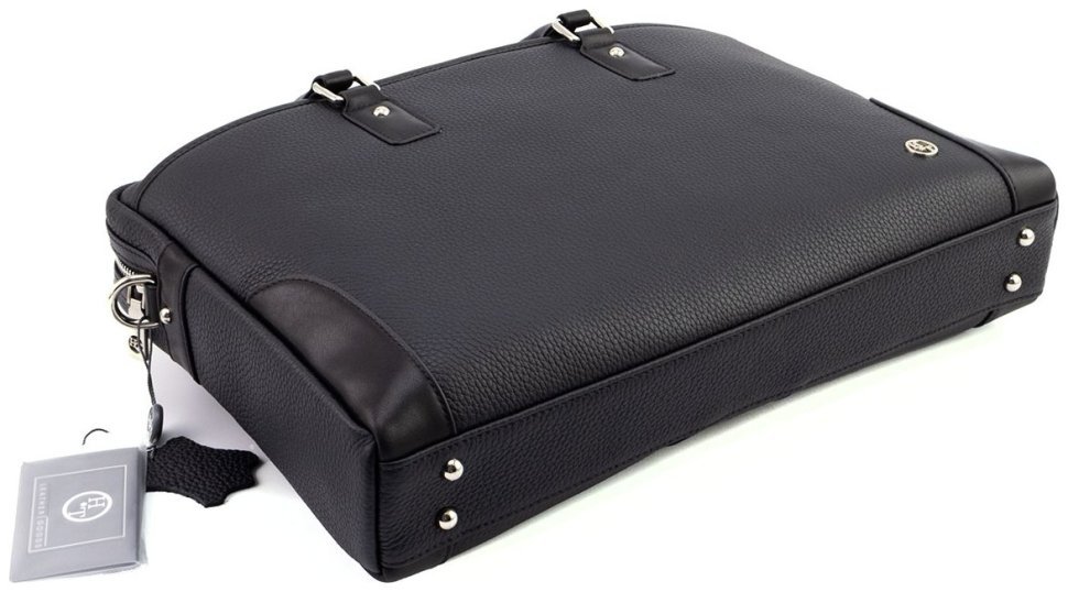 Кожаная сумка для документов и ноутбука до 16" H.T Premium Leather 108582​ черная modnotak фото №14