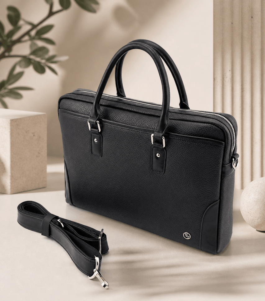 Кожаная сумка для документов и ноутбука до 16" H.T Premium Leather 108582​ черная modnotak фото №15