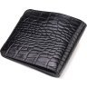 Черное мужское портмоне турецкого производства из натуральной кожи с тиснением под крокодила CANPELLINI (2421572) - 2