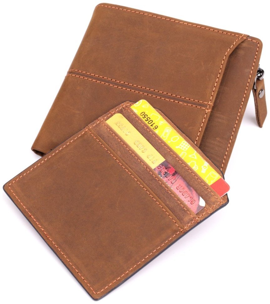 Мужское портмоне из винтажной кожи коричневого цвета Vintage 2422856 modnotak фото №5