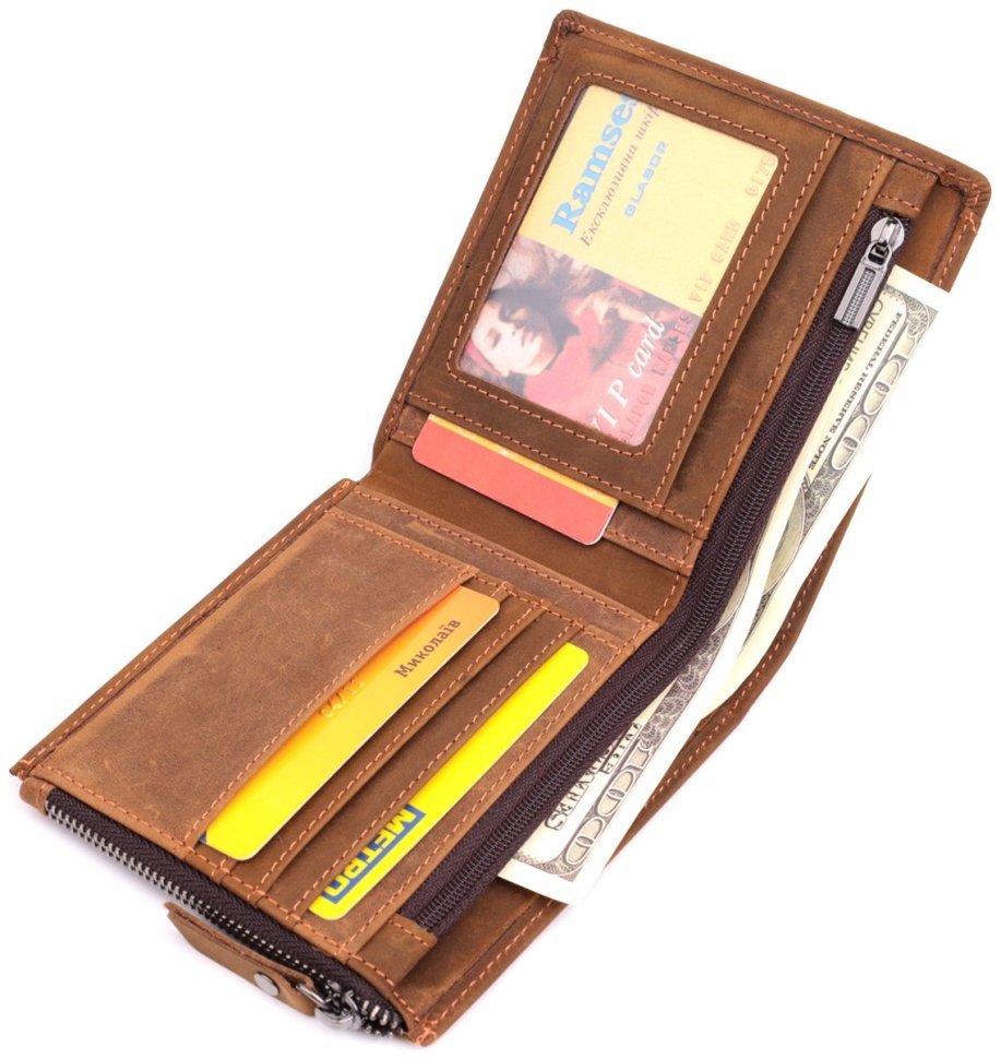 Мужское портмоне из винтажной кожи коричневого цвета Vintage 2422856 modnotak фото №7