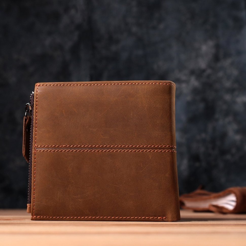 Мужское портмоне из винтажной кожи коричневого цвета Vintage 2422856 modnotak фото №10