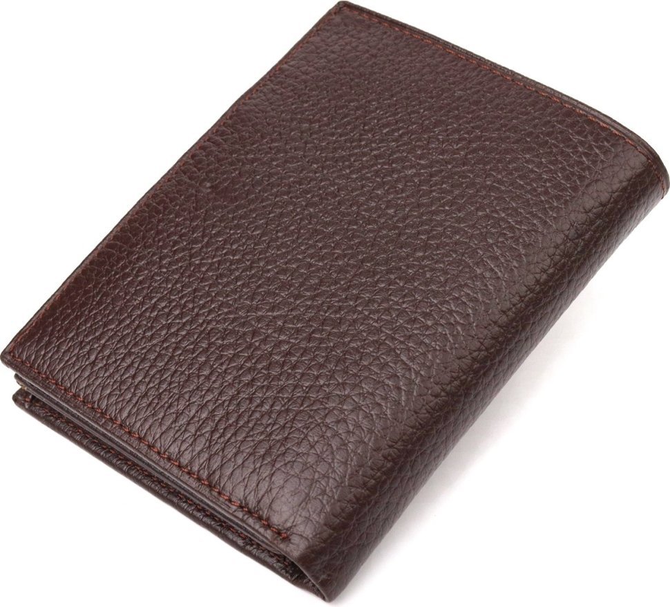 Чоловічий вертикальний гаманець компактного розміру з коричневої натуральної шкіри CANPELLINI (2421674)