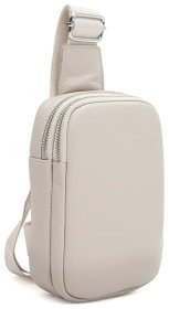 Женская слинг сумка из натуральной кожи белого цвета Borsa Leather 108882