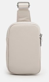 Женская слинг сумка из натуральной кожи белого цвета Borsa Leather 108882