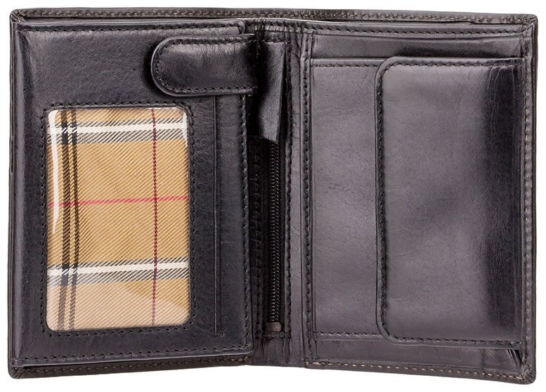 Чорне чоловіче портмоне з натуральної шкіри під картки, документи та монети Visconti Milan 68882