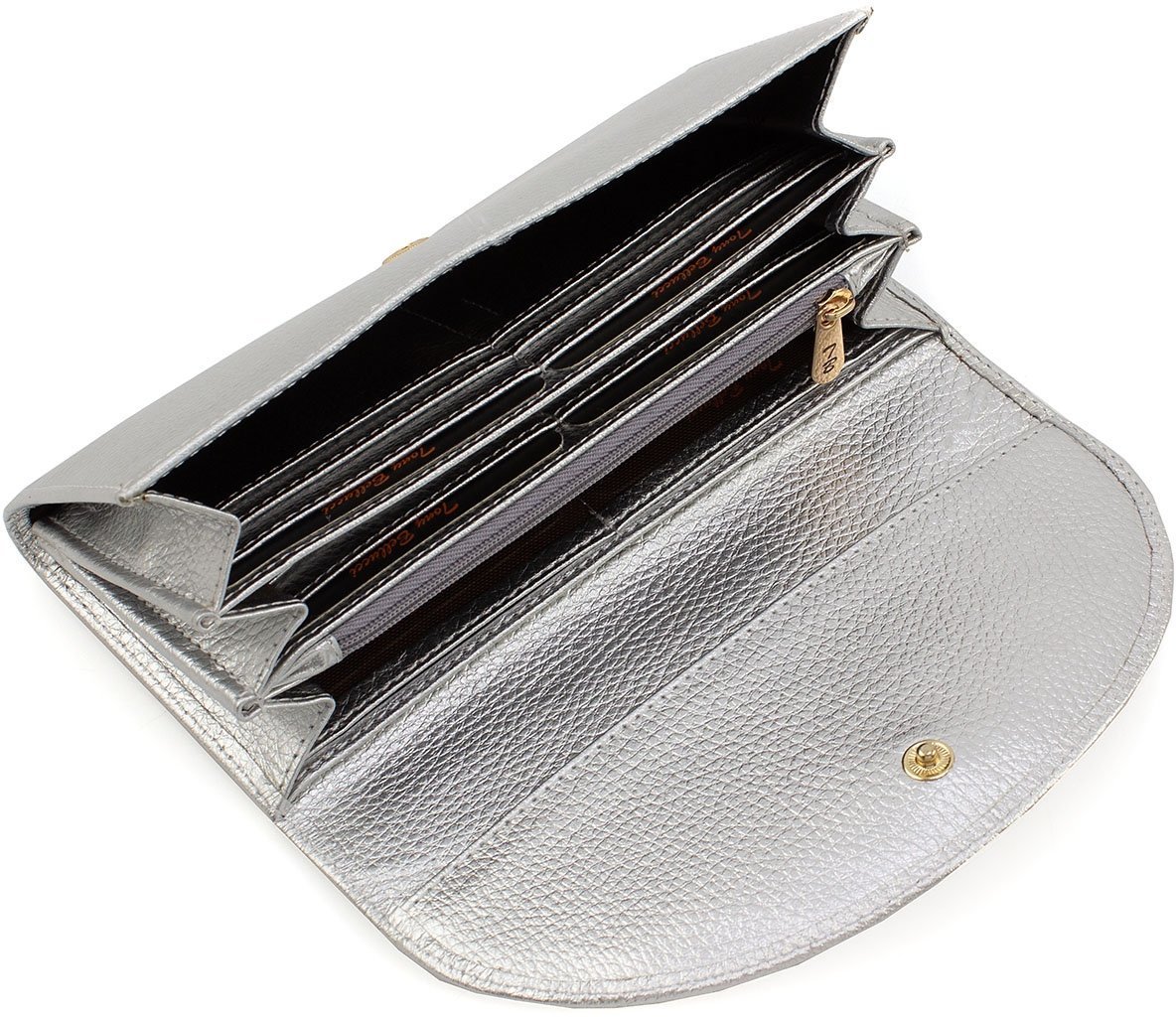 Жіночий сріблястий гаманець з натуральної шкіри із золотистою фурнітурою Tony Bellucci (12473)