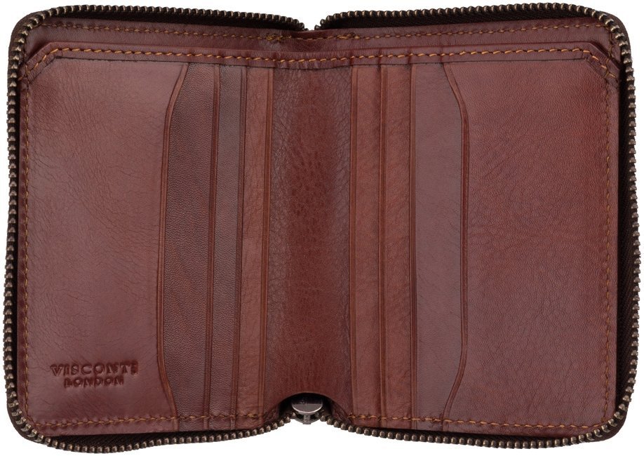 Чоловічий гаманець з натуральної коричневої шкіри на блискавці Visconti Mondello 69182