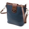 Синяя вертикальная женская сумка на плечо из натуральной кожи Vintage 2422346 - 1