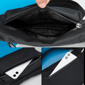 Качественная мужская сумка бананка из прочного текстиля Confident 90783 Черная