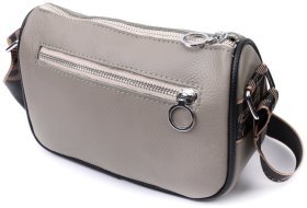 Жіноча сумка крос боді з натуральної шкіри з вишивкою на лицьовій стороні Vintage Style 91083 (колір сірий)