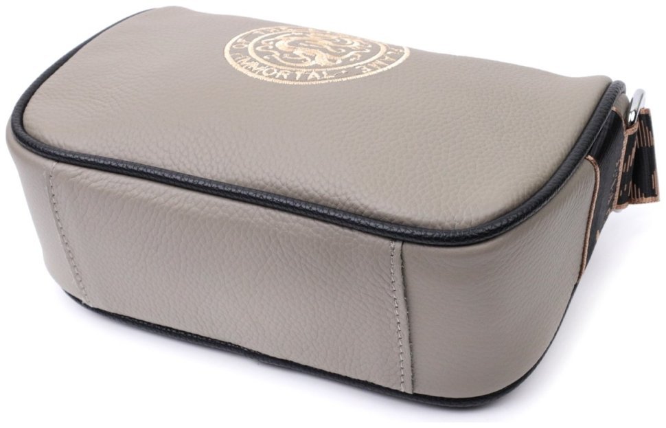 Женская сумка кросс боди из натуральной кожи с вышивкой на лицевой стороне Vintage Style 91083 (цвет серый) modnotak фото №5