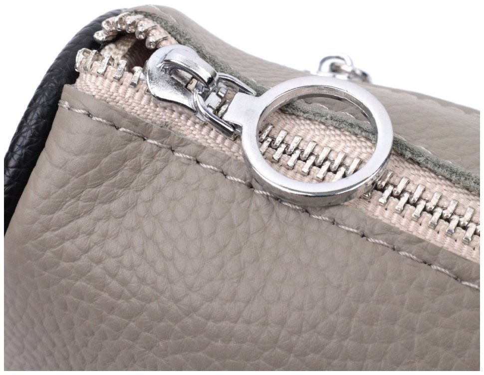 Женская сумка кросс боди из натуральной кожи с вышивкой на лицевой стороне Vintage Style 91083 (цвет серый) modnotak фото №8