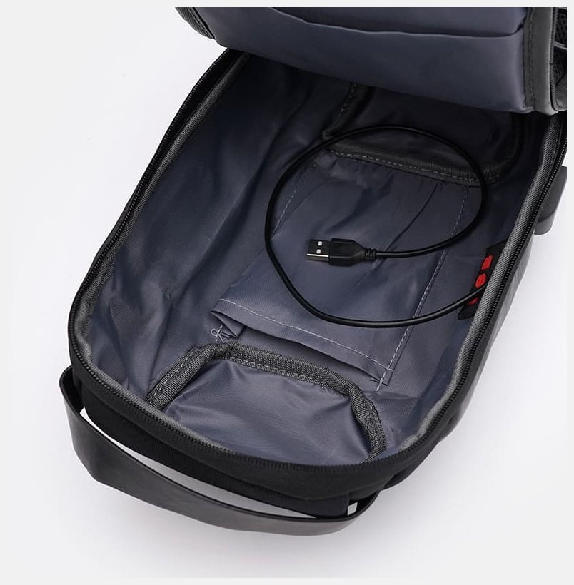 Мужская черная текстильная сумка-слинг с кодовым замком Monsen 71583 фото №7 Мужская черная текстильная сумка-слинг с кодовым замком Monsen 71583 modnotak фото №7