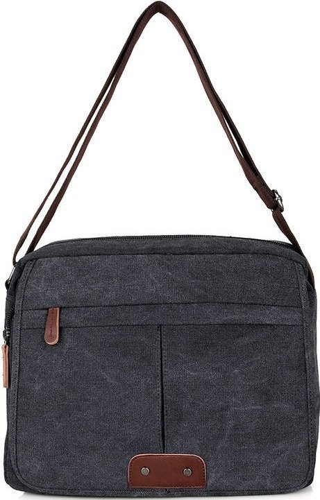 Текстильная мужская сумка через плечо серого цвета VINTAGE STYLE (14585)
