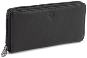 Жіночий гаманець на блискавці із натуральної шкіри чорного кольору Yoshi Baxter Black (Великобританія) 91783