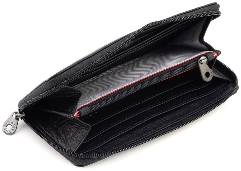 Женский кошелек на молнии из натуральной кожи черного цвета Yoshi Baxter Black (Великобритания) 91783 modnotak фото №6