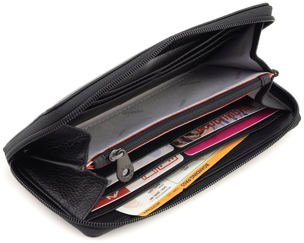 Женский кошелек на молнии из натуральной кожи черного цвета Yoshi Baxter Black (Великобритания) 91783 modnotak фото №7