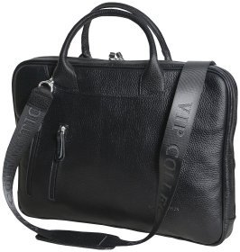 Сумка для ноутбука 15.6″ чорного кольору із натуральної шкіри флотар Vip Collection 102483
