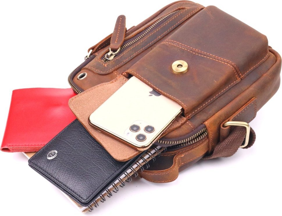 Чоловіча сумка-барсетка коричневого кольору з vintage шкіри Vintage (2421293)