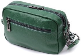 Зеленая женская сумка с накладным карманом из кожи Vintage 22639