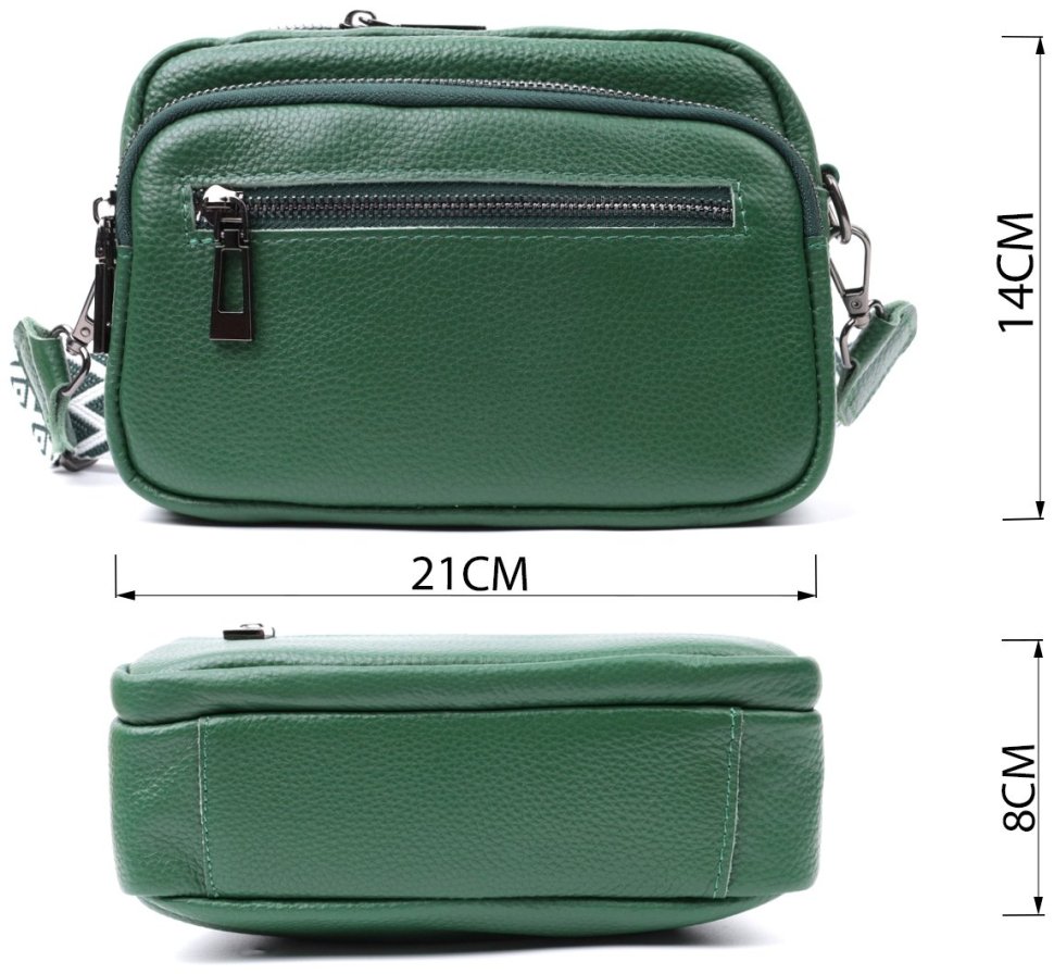 Зеленая женская сумка с накладным карманом из кожи Vintage 22639 modnotak фото №3