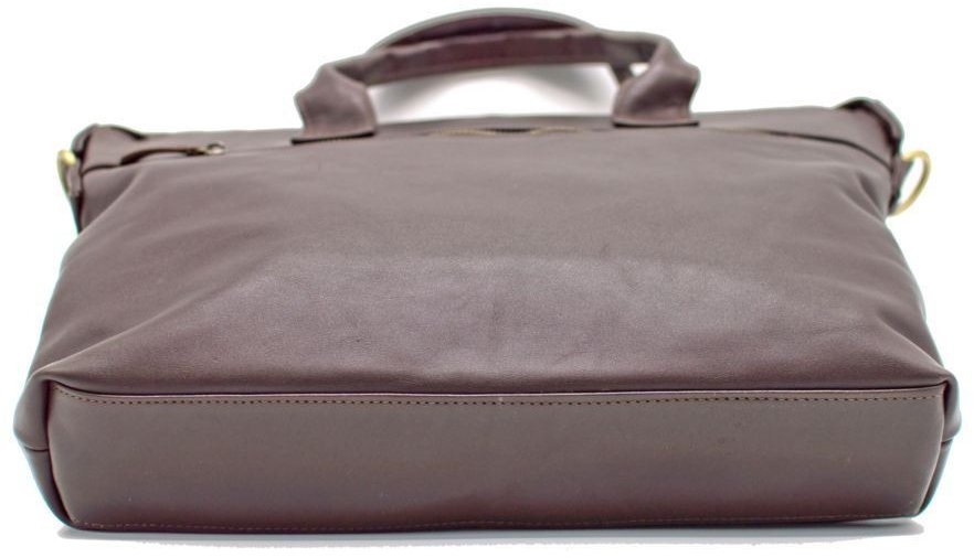 Кожаная мужская коричневая сумка под ноутбук с ручками TARWA (19677)