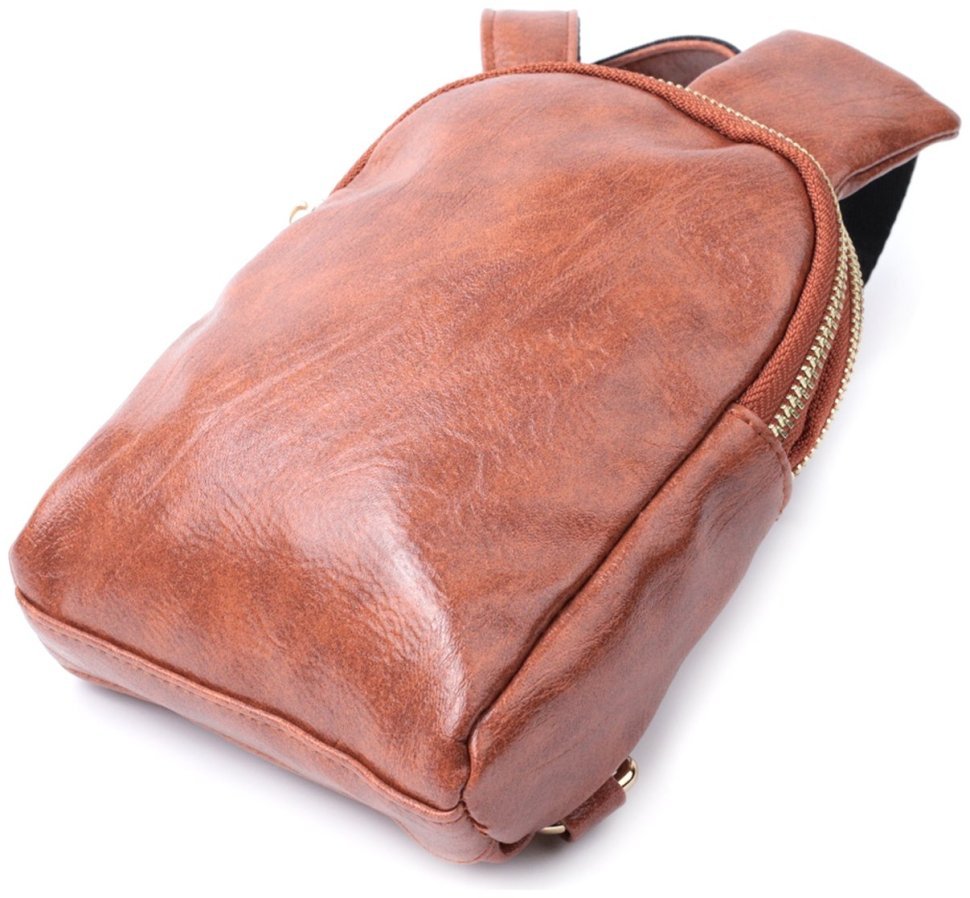 Коричневая женская сумка через плечо из экокожи на два отделения Vintage 22783 modnotak фото №5