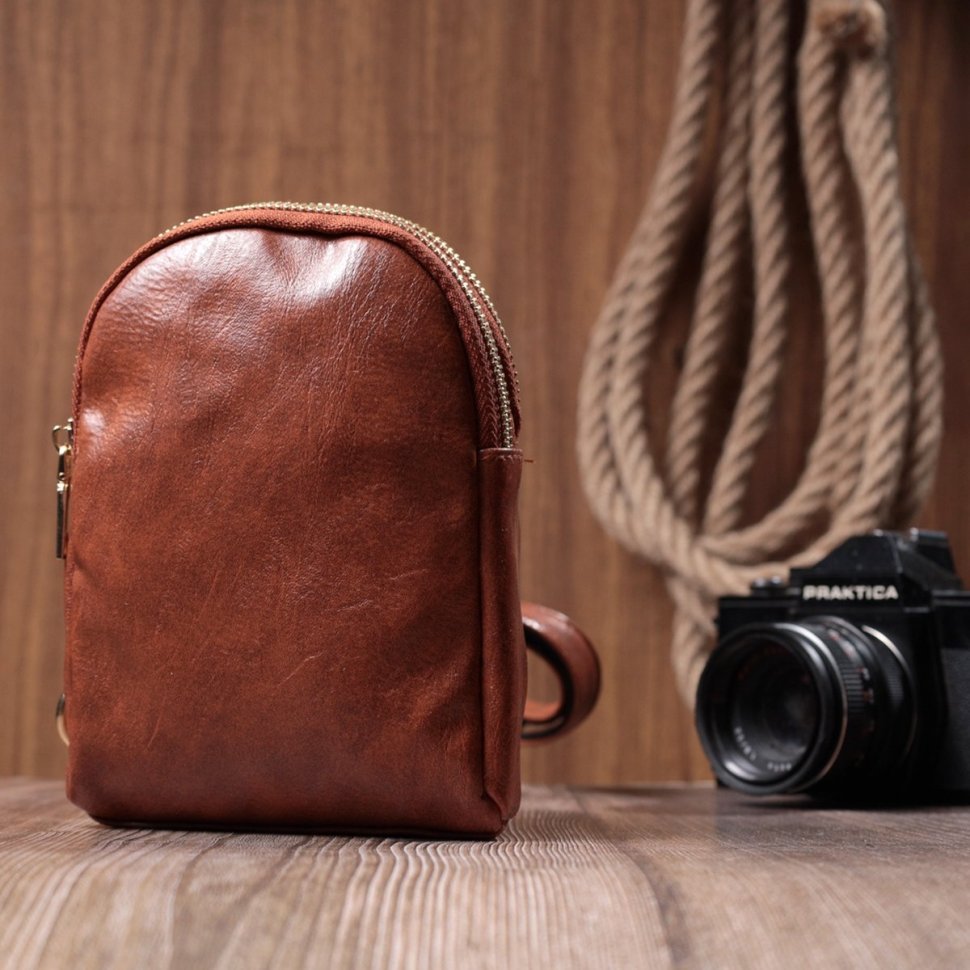 Коричневая женская сумка через плечо из экокожи на два отделения Vintage 22783 modnotak фото №9