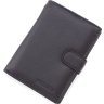 Вертикальний шкіряний чоловічий гаманець чорного кольору із блоком під документи Marco Coverna (21586) - 1