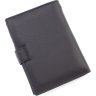 Вертикальний шкіряний чоловічий гаманець чорного кольору із блоком під документи Marco Coverna (21586) - 3