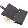 Вертикальний шкіряний чоловічий гаманець чорного кольору із блоком під документи Marco Coverna (21586) - 4