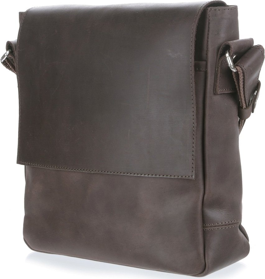Винтажная мужская сумка из натуральной кожи в коричневом цвете SHVIGEL (00884)