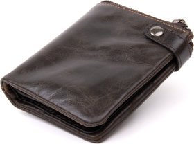 Невеликий коричневий гаманець із натуральної шкіри з фіксацією на кнопку Vintage (2420422)