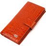 Лакированный вертикальный мужской бумажник из натуральной коричневой кожи с тиснением под крокодила CANPELLINI (2421719) - 1