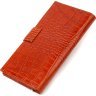 Лакований вертикальний чоловічий гаманець із натуральної коричневої шкіри з тисненням під крокодила CANPELLINI (2421719) - 2