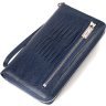 Синій гаманець-клатч із натуральної шкіри з тисненням під рептилію CANPELLINI (2421919) - 2
