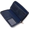 Синій гаманець-клатч із натуральної шкіри з тисненням під рептилію CANPELLINI (2421919) - 3