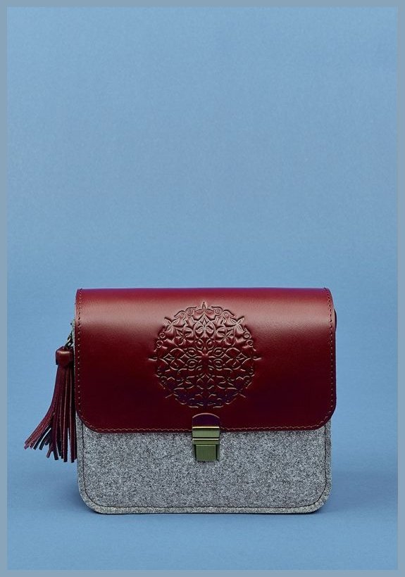 Женская бохо-сумка из фетра с кожаным клапаном BlankNote Лилу (12674)