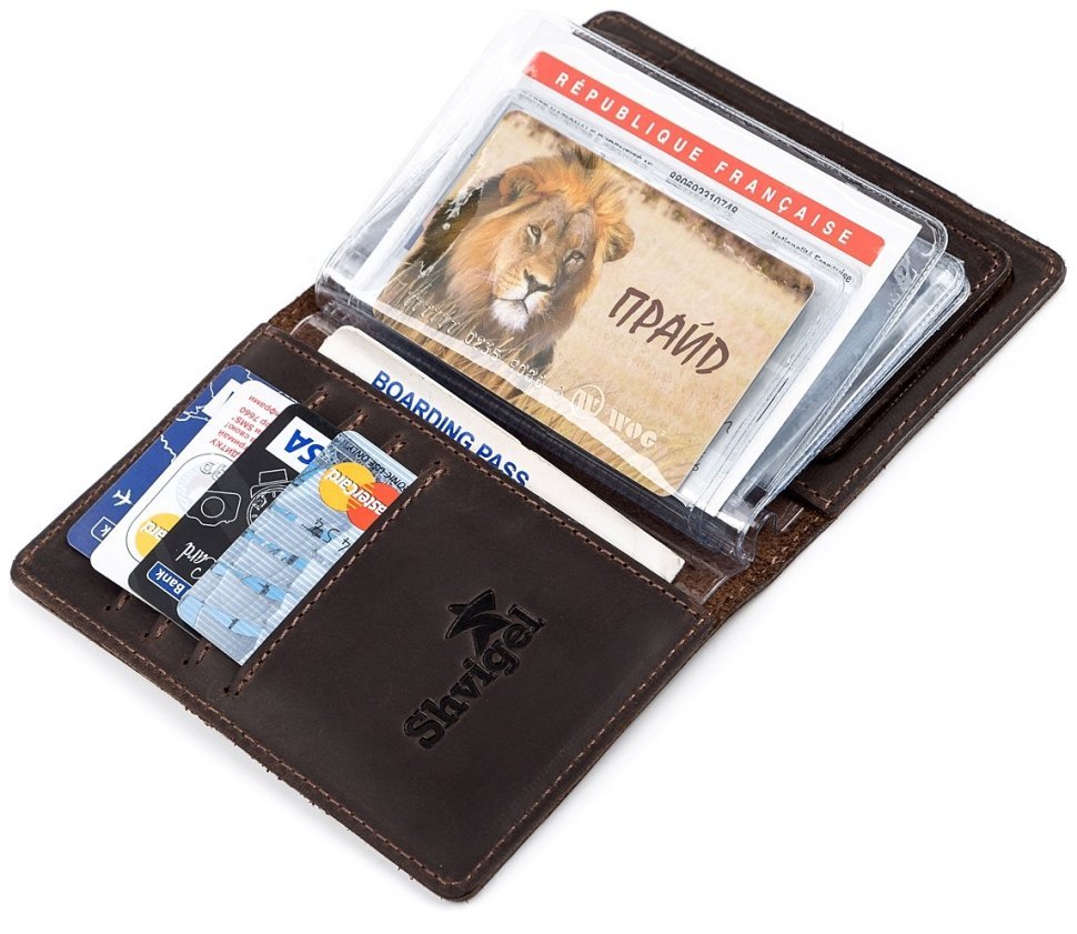 Обложка для автодокументов из винтажной кожи коричневого цвета Shvigel 2413922 modnotak фото №19